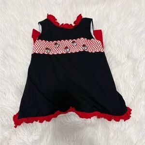 UGA Football Dawgs University of Georgia Black and Red Ruffled Toddler Top